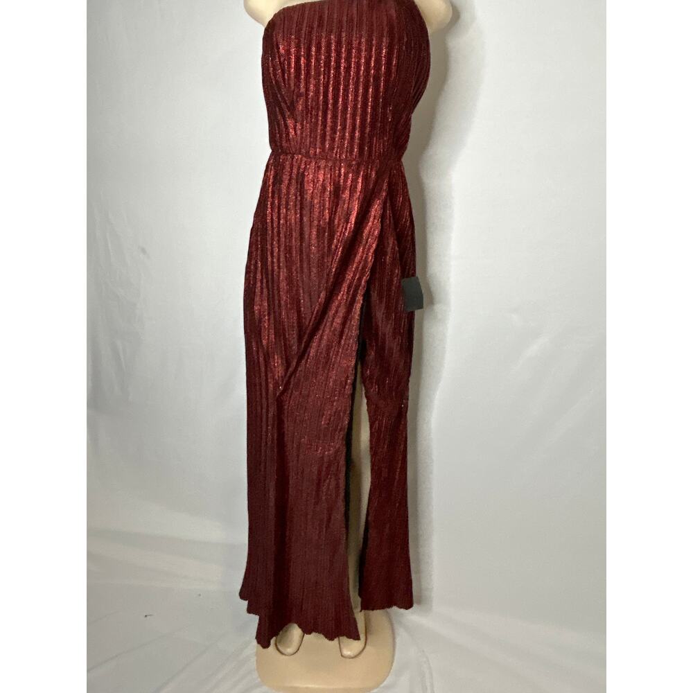 Lulus Red Metallic Wrap Front formal wrap front maxi dress prom NWT